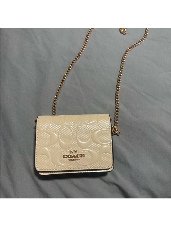 Coach Handbags - COACH Cream Patent Leather Signature Crossbody with Gold Chain